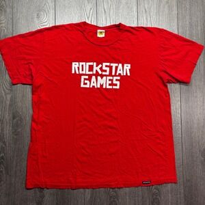 Rockstar Games T-Shirt Mens XXL Red Graphic Logo Short Sleeve Combed Cotton Tee